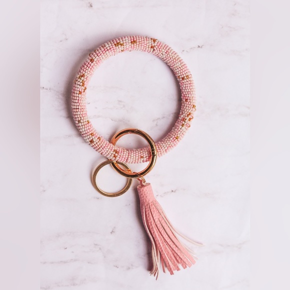 Beaded bracelet bangle car Keychain holder wristlet Key Ring - Picture 3 of 6